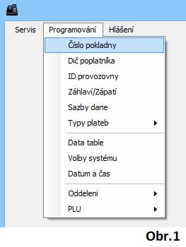 2.5. Programování čísla pokladny a čísla provozovny