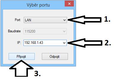 Po připojení a zapnutí pokladny, spustite program pro programování pokladny. Otvorenie komunikácie s pokladňou: 1. Klik na "Servis" 2. V nabídce klik na "Připojit" 1.