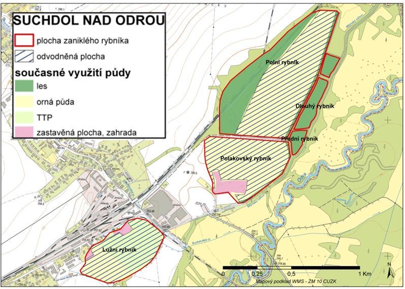 Rybníky naše dědictví i bohatství pro budoucnost Obr. 2. Současné využití historických rybníků na k. ú. Suchdol nad Odrou Obr. 3.