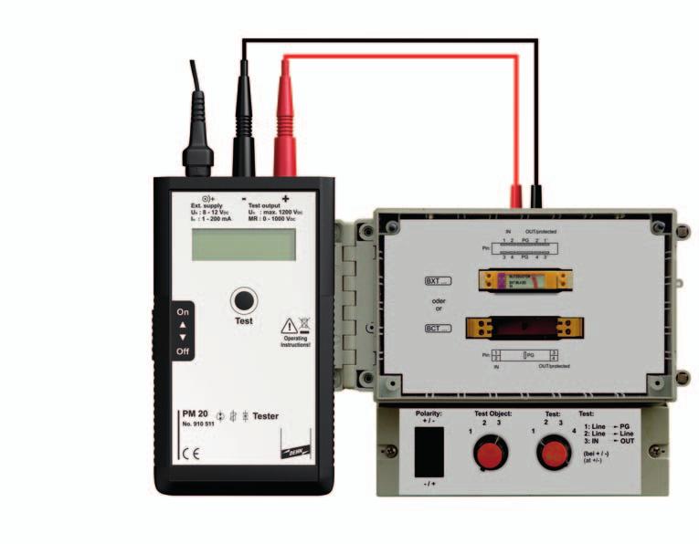 Měřicí přístroj PM 20 7. Test č., test Blitzductorů XT, CT a SP pomocí adaptéru PA BXT.