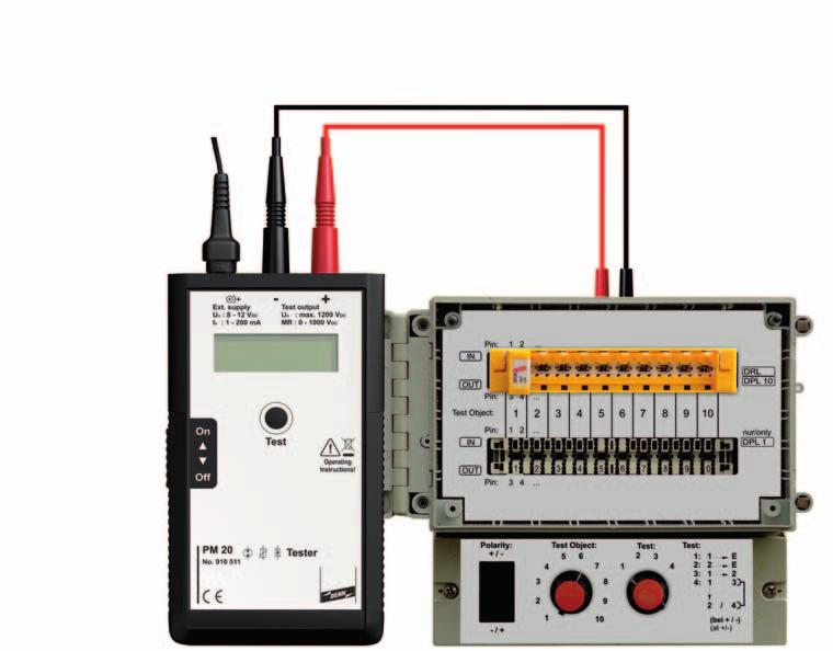 Měřicí přístroj PM 20 8. Test č. 2, test modulů DEHNrapid DPL /0 pomocí adaptéru PA DRL.