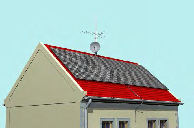1.2 Panely na střeše rodinného domu se střešní krytinou z vodivého materiálu Návrh řešení ochrany před bleskem podle 1.