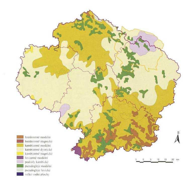Pedlogické poměry Českomoravské vrchoviny. Převzato z CECH ŠUMPICH ZABLOUDIL a kol. 2002 2. 4. Geologická charakteristika oblasti Největší část území Českomoravské vrchoviny je tvořena moldanubikem.