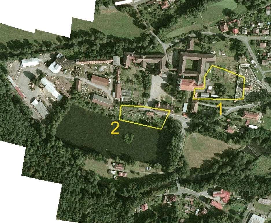 Orientační vymezení pohřebních areálů v
