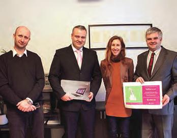 Na snímku ze slavnostního vyhlášení cen (zleva): Bert Hesselink (CBRE), Kateřina Baková (Air Bank), Marie Passburg (Skanska Property), Tomáš Ervín Dombrovský (LMC), Tomáš Jindříšek (Dark Side),