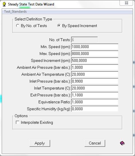 VÝPOČTOVÝ MODEL 4.2.8 Nastavení testovacích podmínek V záložce Data - Test Conditions Steady State Create Wizard bylo ještě nutno zadat testovací podmínky, za kterých probíhá daný výpočet.