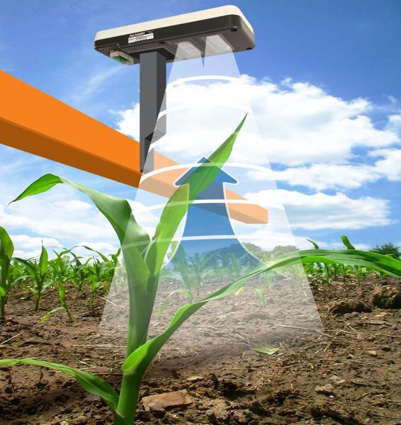 Obr. 8: Princip snímání rostlin senzorem AgLeader OptRx (www.agleader.com/products/directcommand/optrx-crop-sensors) 3.