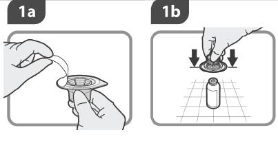 Krok 1 1a 1b Sloupněte ochranou folii z adapteru na lahvičku. Neodstraňujte vrchní kryt.
