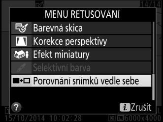 Porovnání snímků vedle sebe Tato položka umožňuje porovnávat retušované kopie a originální snímky.