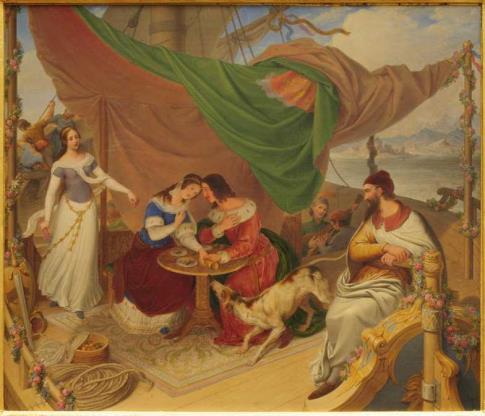 princeznou ze Salm-Reifferscheidt-Krautheimu, a třemi dětmi, 1834, olej, plátno,