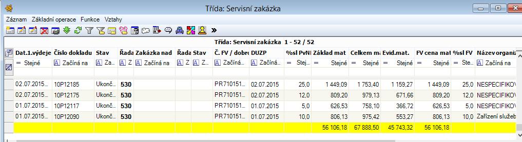 Tlačítka pro rychlý přechod do nejčastěji používané