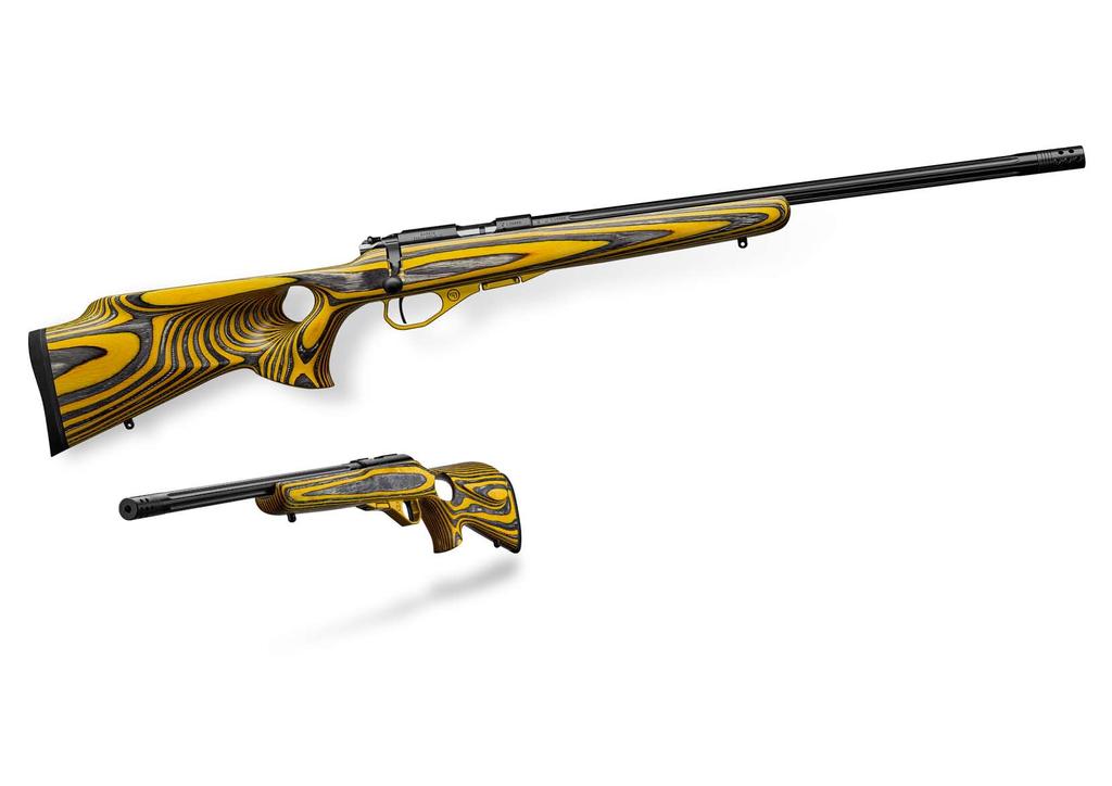 malorážky CZ 455 thumbhole yellow investment in performance Za studena kovaná kanelovaná 525 mm dlouhá hlaveň PH závit na ústí Sportovní provedení osazené spoušťovým mechanismem FLY WEiGHT TRIGGER.
