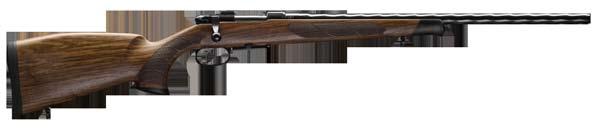 kulovnice CZ 527 FS European Tradition Muška zvýrazněná světlovodným vláknem pro spolehlivou střelbu v šeru Vysoce elegantní provedení s ořechovou pažbou protaženou k ústí hlavně a opatřenou lícnicí.