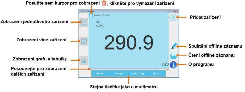 4) Když je spojení úspěšné, zobrazí se výsledky měření.