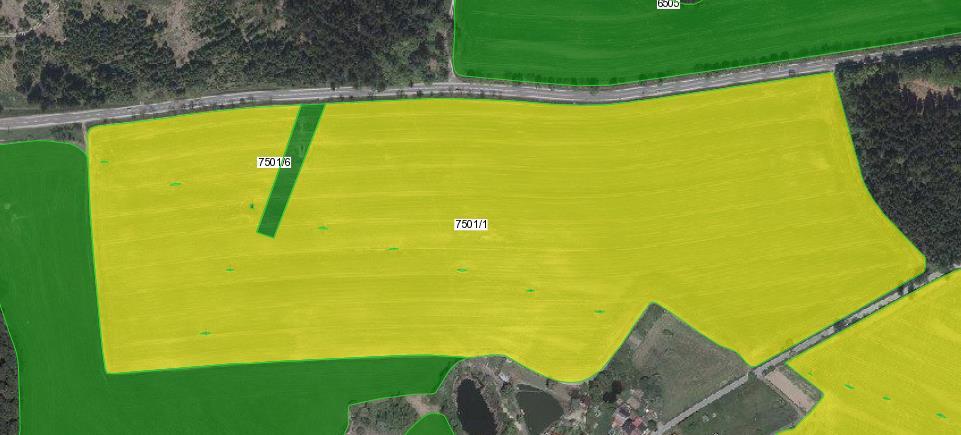 Kukuřice, brambory = souvislá plocha plodiny