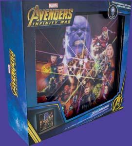 SVĚTELNÝ OBRAZ AVENGERS INFINITY WAR 3D 25 X 25 CM PRODEJ: 7. 11.