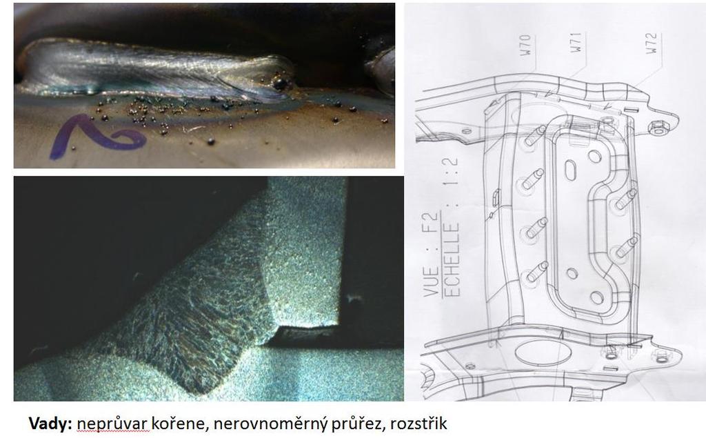 Studené spoje a neprůvary v tabulce 1 vznikly při automatickém svařování a ve většině případů je nelze metodou MAG (135) opravit.