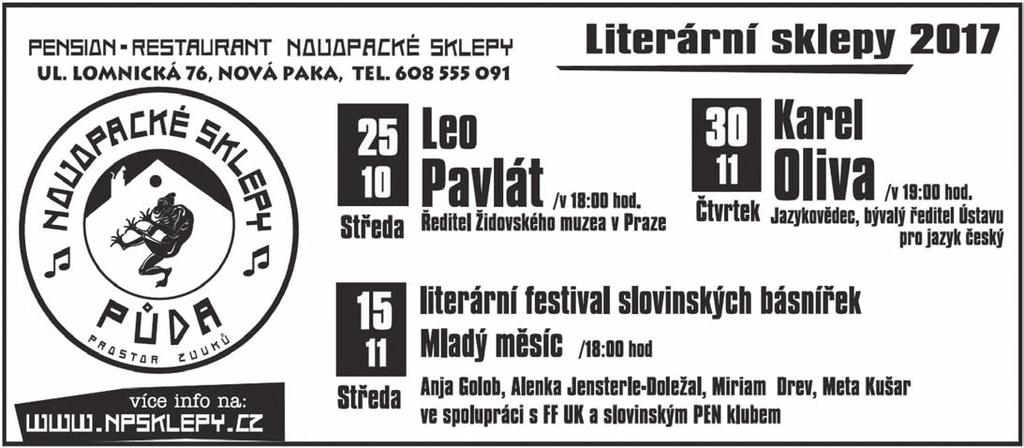 číslo 10 SVÁTEČNÍ KONCERT úterý 24. 10. 2017 v 19:00 hod., hotel Centrál, vstupné 60 Kč V programu svátečního koncertu se představí klavíristka MgA.