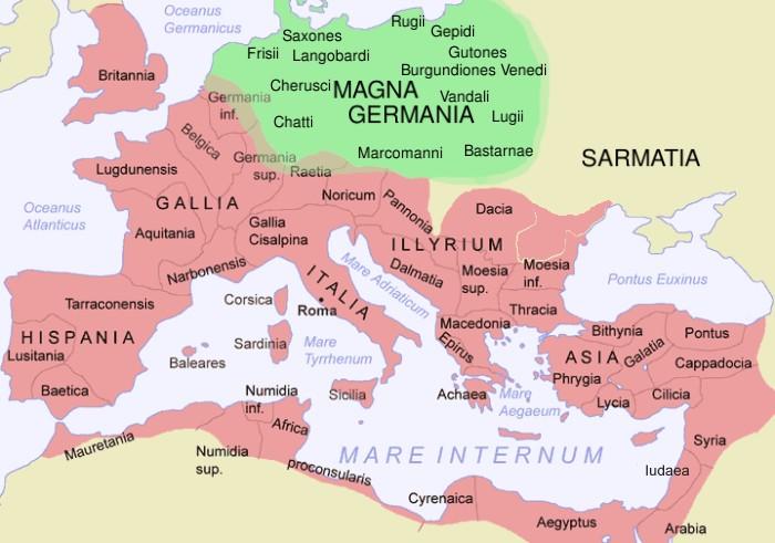 Ilustrace 2: Mapa zobrazující přibližnou podobu Velké Germánie
