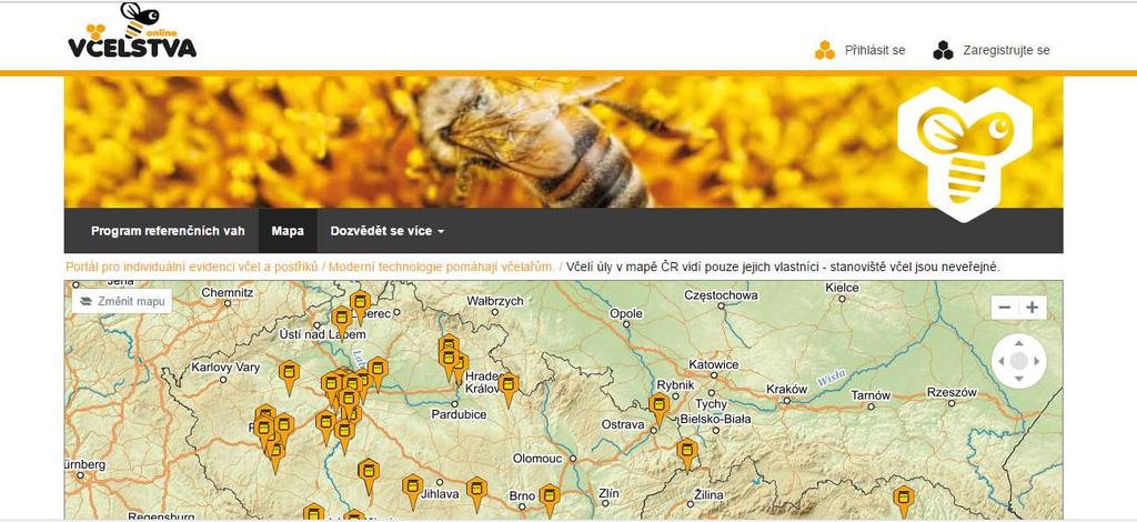 Prodejní místo medu lze zadat pouze po registraci včelaře, který si zvolí, jaké informace se budou u jeho značky zobrazovat.
