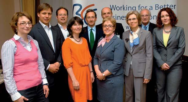 Sian MacLeodová, čestná předsedkyně BCC, James de Candole, ředitel Candole Partners, Luděk Vrána z Vrána & Pelikán, Alexis George, CEO a předsedkyně výkonné rady ING ČR/SR, Jana Ryšlinková, ředitelka
