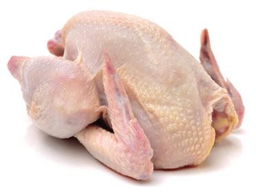 masa nebo potravin určených k přímé spotřebě, které byly v kontaktu se syrovým kuřecím masem.