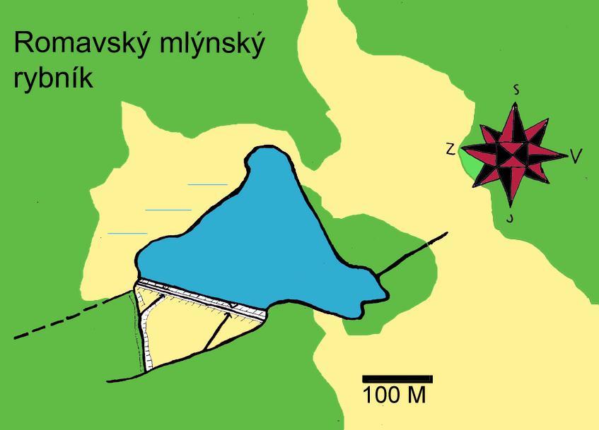 Romavský mlýnský rybník Botanický průzkum Romavský mlýnský rybník jsme zkoumali dne 7. 6. 2005. Jde o rybník s rozlohou cca. 8 ha., který leţí nedaleko zaniklé obce Romava.
