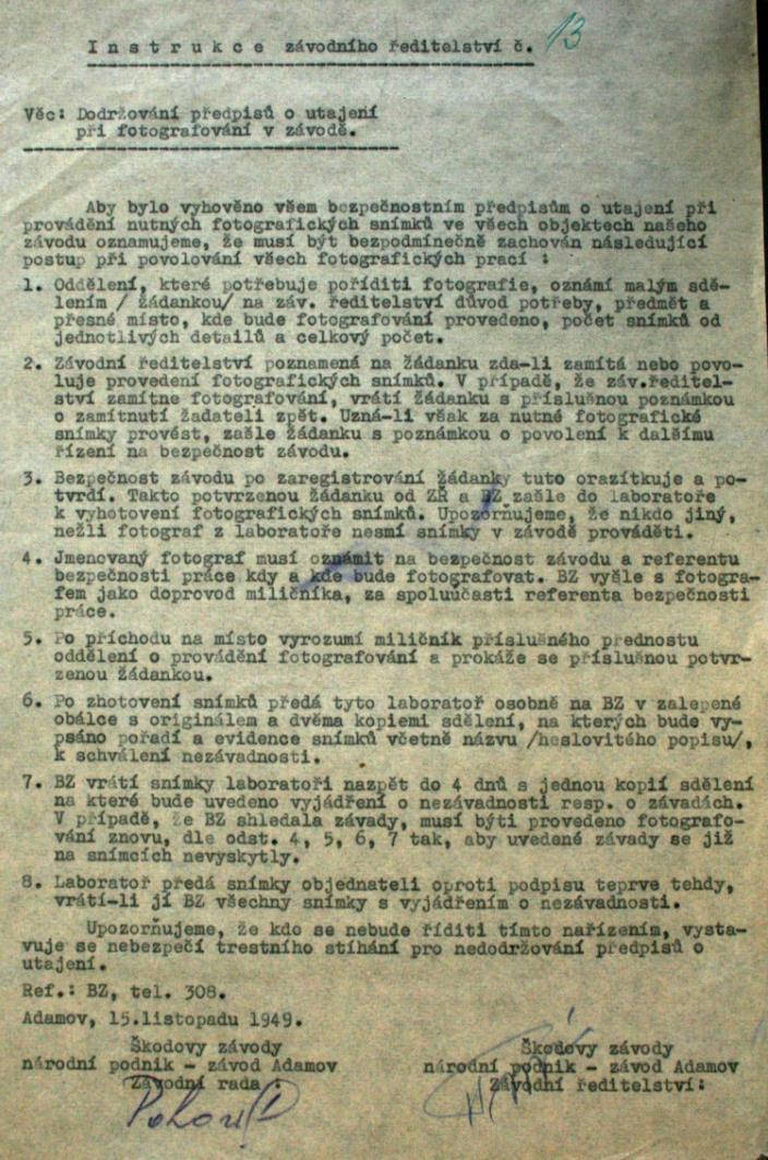 K 1. 1. 1950 byl novoborský závod převeden pod ředitelství Škodových závodů, n. p. Adamov. Nový název podniku nesl označení Škodovy závody, n. p. Adamov, závod Nový Bor.