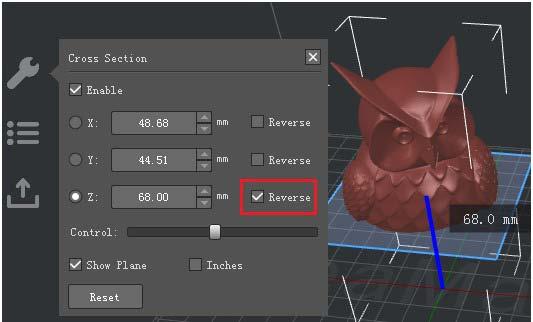 Klikněte na Reverse pro zobrazení vrchní části modelu. Obrázek 4.