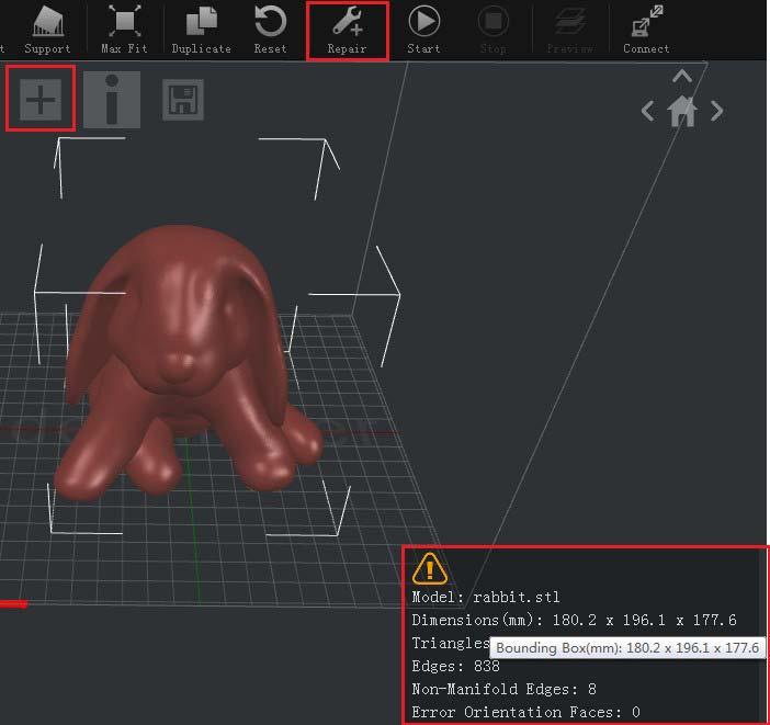 ideamaker - Tiskneme! 3. Tiskneme! Poté co máme instalaci dokončenu, můžeme začít první tisk. Zde jsou některé základní kroky. 1. Klikněte na tlačítko "+" proimport.stl modelu.
