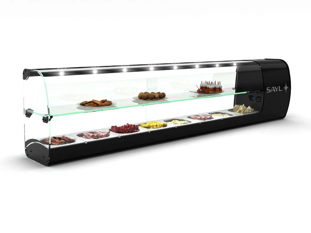 vitrina GN vitrina GN SLIM KONTAKT +2ºC/+6ºC SILNÉ 1/6 x 40mm TAPAS SALÁT