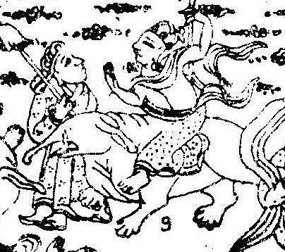 7 č. 9 zde Šákjamuni sedí na slonovi, jedná se nejspíše o výuku jízdy. č. 10 zobrazuje sedm stromů protknutých jedním šípem, který z luku vystřelil princ, to byla součást výuky lukostřelby.