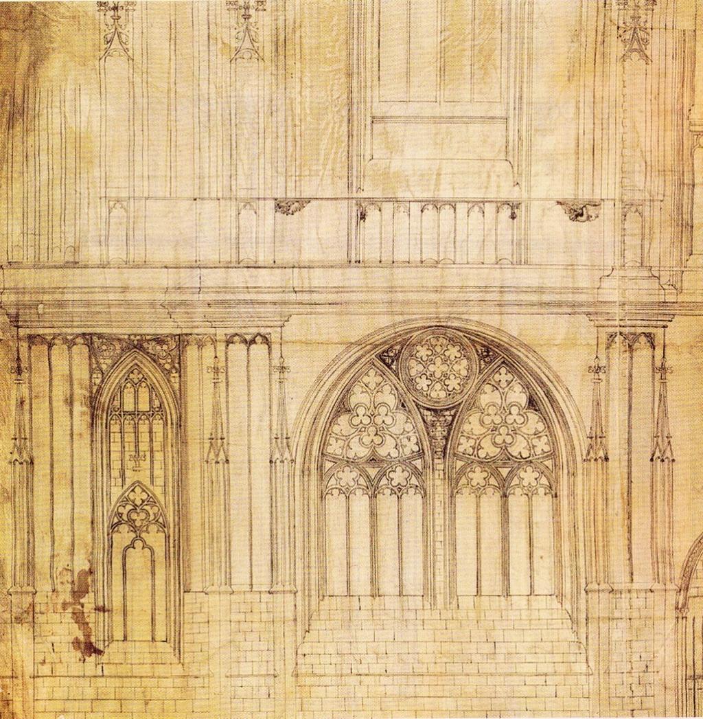 Svatovítská huť Petra Parléře, kresba jižní věže