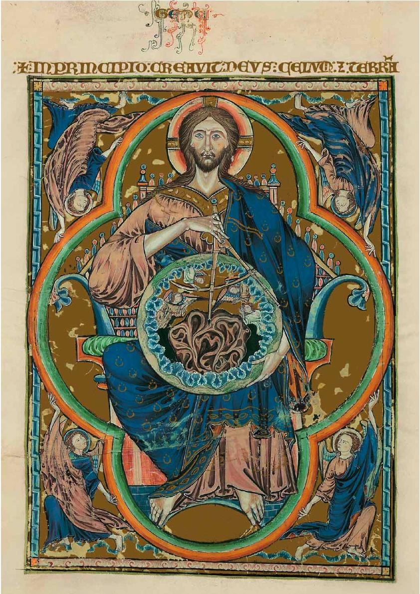 Stvořitel jako Božský architekt světa, 1350, Holkham Bible, London, British Library Additional Manuscript 47682