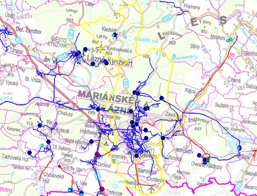 (karta obce: CZ41_77_3) D. VODOVODY D.1 POTŘEBA VODY Z BILANCE Rok: Základní parametry: Ozn.: Jednotky: 22 25 21 215 Počet všech zásobených obyvatel Nz obyvatel 26 Voda vyrobená celkem VVR tis.