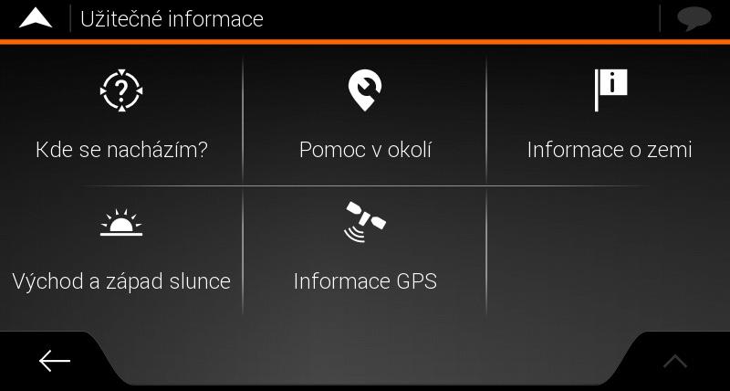 Menu Užitečné informace Menu Užitečné informace poskytuje různé