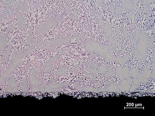 podložkou- 900 C / 20 min (vzduch) (Olympus, 100x) eutektikum ultrajemné eutektikum Ni povlak