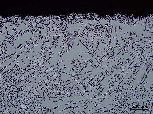 C / 15 min (pec) (Olympus, 100x) ultrajemné eutektikum eutektikum Ni povlak (Al) primární Al3Ni