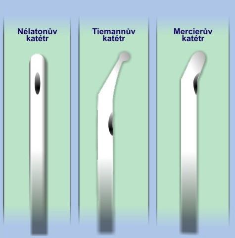 Obrázek 2 - Druhy katetrů k jednorázové katetrizaci (https://www.google.com/) Obrázek 3 - Folleyův katetr k permanentní katetrizaci (https://www.google.com/) Druh katetru se volí dle druhu katetrizace.