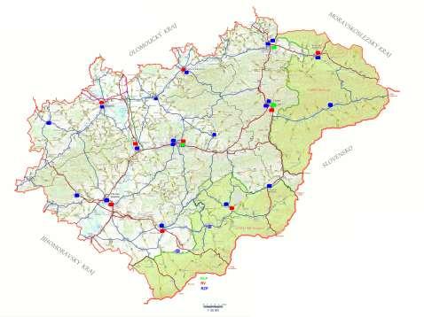 Obrázek P1-1: Mapa pokrytí Zlínského kraje navrhovanou minimální (nahoře) a maximální (dole) sítí posádek ZZS (minimální