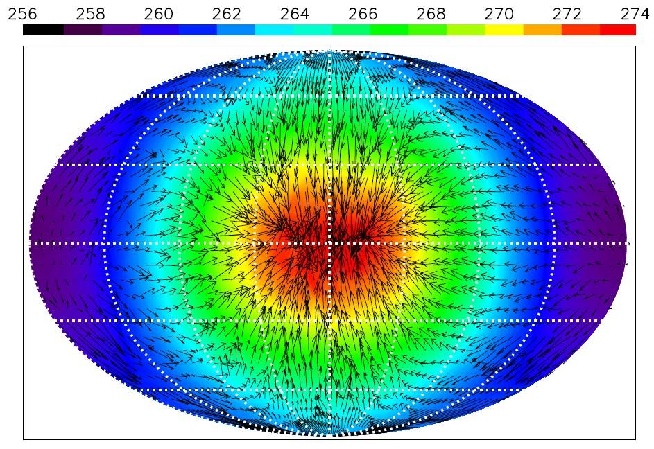 Obr č. 33 - Klimatický model GL 581 g, přeškálovaný na planetu Zemi na stejné oběžné dráze.