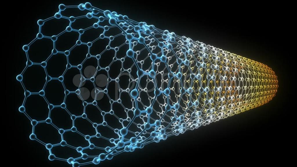 Obrázek 5: Paralelní orientace atomů ke střednicové ose uhlíkové nanotrubice [19].