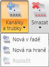 Uživatelská příručka 55 9.1.2 Kabelové kanálky Na kartě Kabely, kanálky a trubky jsou pod příkazem Kanálky a trubky sdruženy příkazy pro práci s kabelovými kanálky.