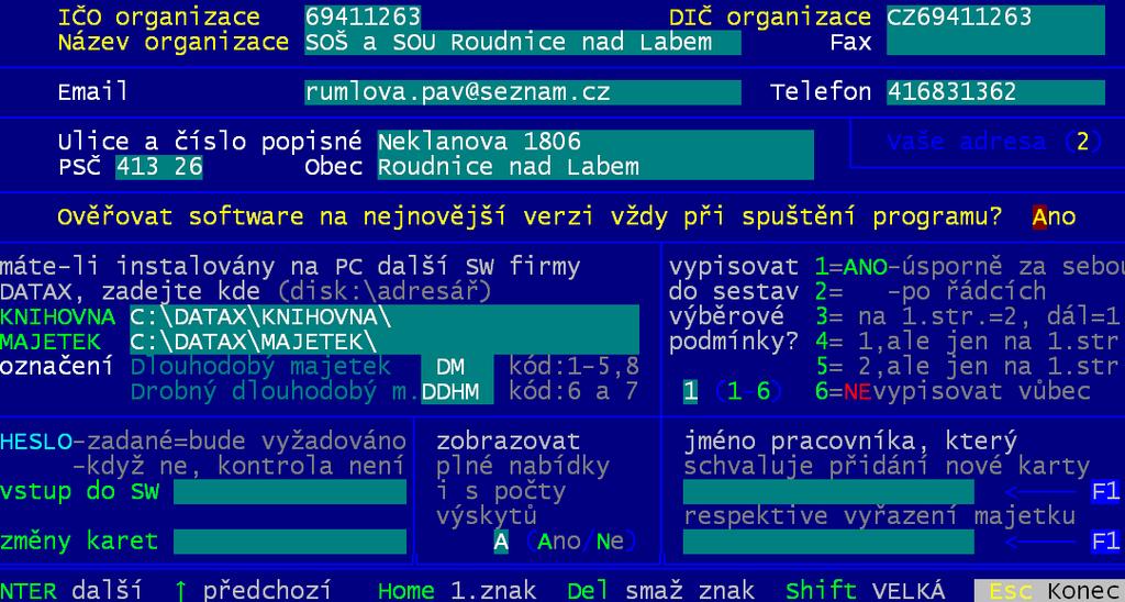 program DROBNOSTI od firmy DATAX novinky 3.35 15.11.