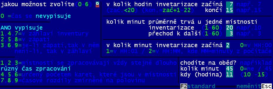 Abychom vyhověli individuálním požadavkům, máte možnost nastavit si parametry tisku času v inventuře.