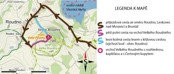 19: Čertův /Boží kámen (vlevo) se šlépějí (vpravo), (autor: Petra Kubielasová, 2015) Vymezení Vulkán Velký Roudný (obr. 20 + příloha č.
