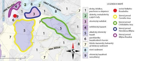 Sopka Velký Roudný byla dle datování čedičových hornin činná v rozmezí 2,6 2,1 mil. let. Pak se ale znovu probudila k životu před 1,8 1,1 mil.