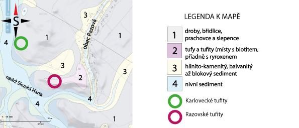 Razovský se nachází 500 m západně od jižního konce obce Razová. Karlovecký lom se nachází cca 2 km severozápadně od Razovského lomu (Janoška, 2011). obr.