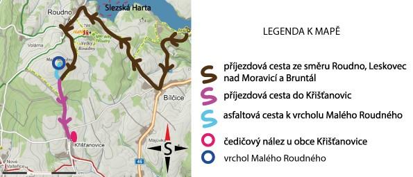 obr. 25: Místopisná mapa Malého Roudného (autor nad topografickou mapou [13]) Geologie Podloží sopečného reliktu je kulmského původu.