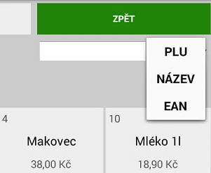 naprázdno pokladna Vás přepne do sekce přímých PLU 3- v této sekci se může